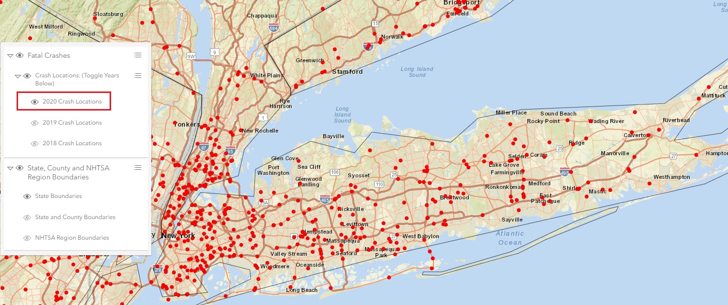 New York Fatal Truck Crash Map 2020